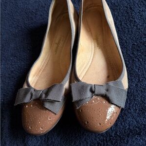 Stylish Brown and Gray Salvatore Ferragamo Women's Ballet Flats